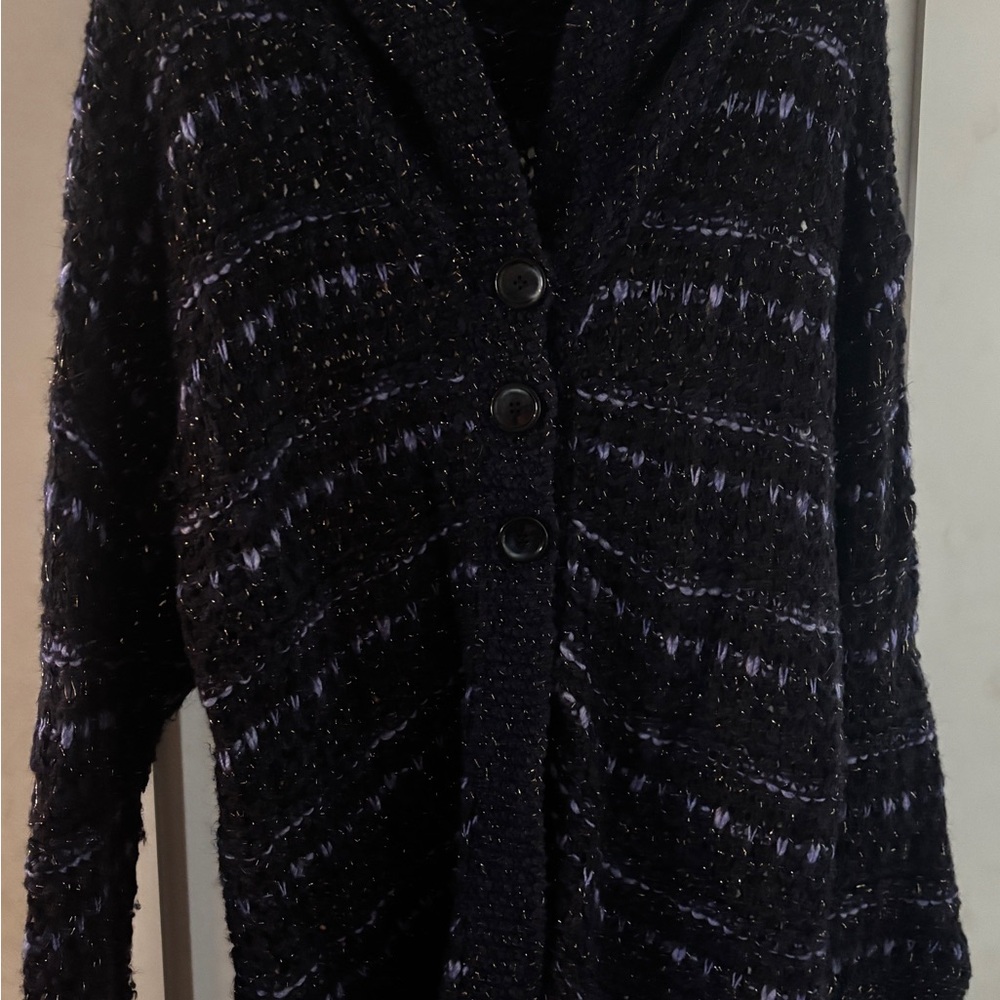 Free People Black and Purple Cardigan